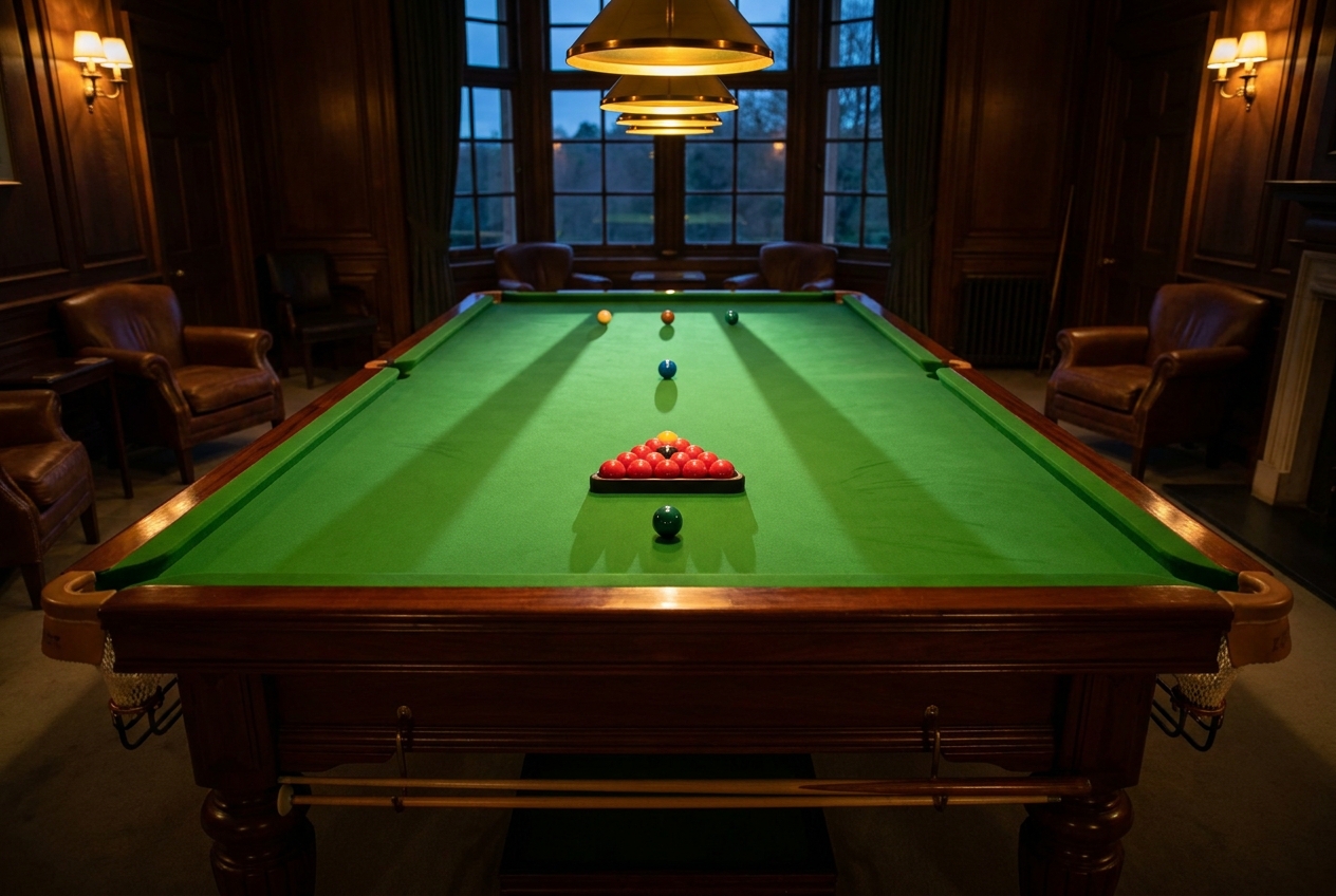 Gros plan sur les poches en cuir d'une table de billard vintage